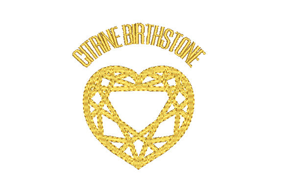 An Embroidery Designer's Take on the Citrine Birthstone Faceted Heart