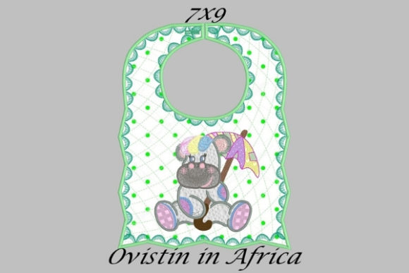Charming Adorable Green Baby Hippo Bib