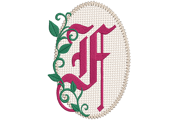 Elegance in Embroidery: Olde English Monogram Letter F