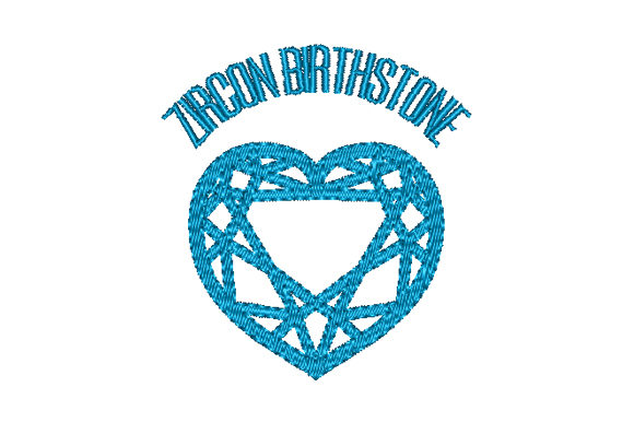 Evaluating the Zircon Birthstone Faceted Heart Embroidery Design