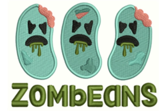 Zombeans: A Spooky and Playful Embroidery Design